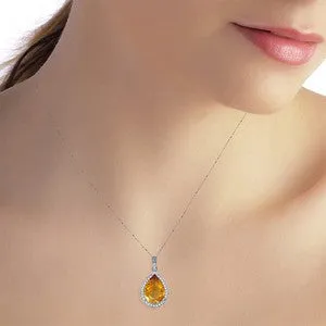 3.66 Carat 14K Solid White Gold Compassionate Citrine Diamond Necklace