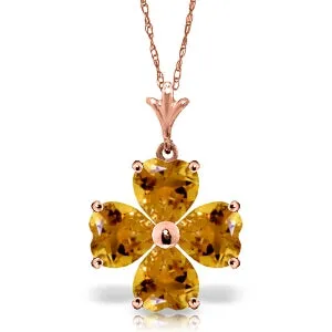 3.8 Carat 14K Solid Rose Gold Heart Cluster Citrine Necklace