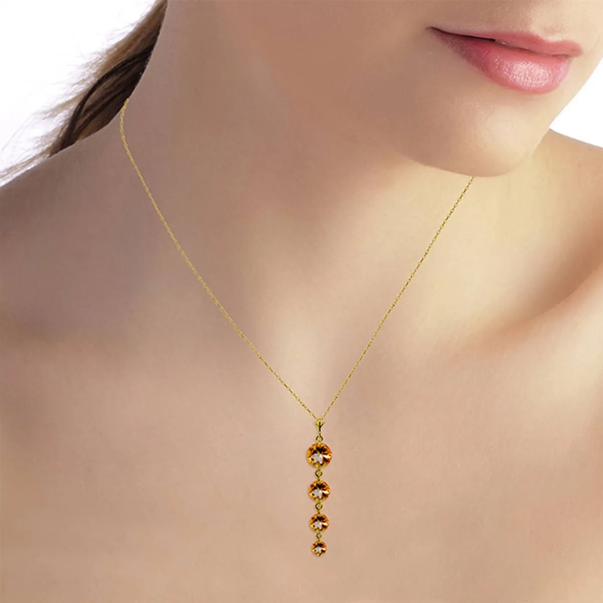 3.9 Carat 14K Solid Yellow Gold Sunday Night Citrine Necklace