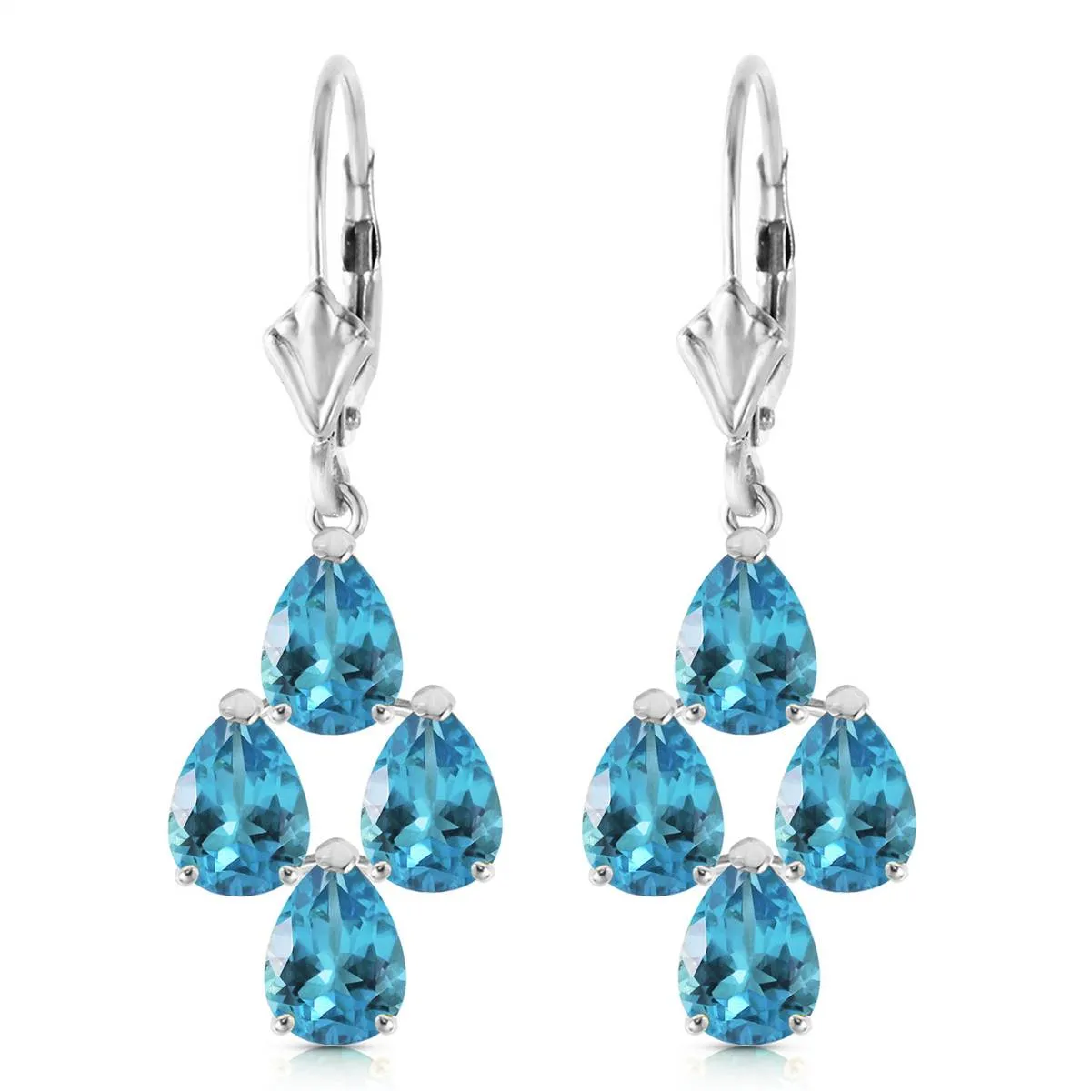 4.5 Carat 14K Solid White Gold Yield Blue Topaz Earrings