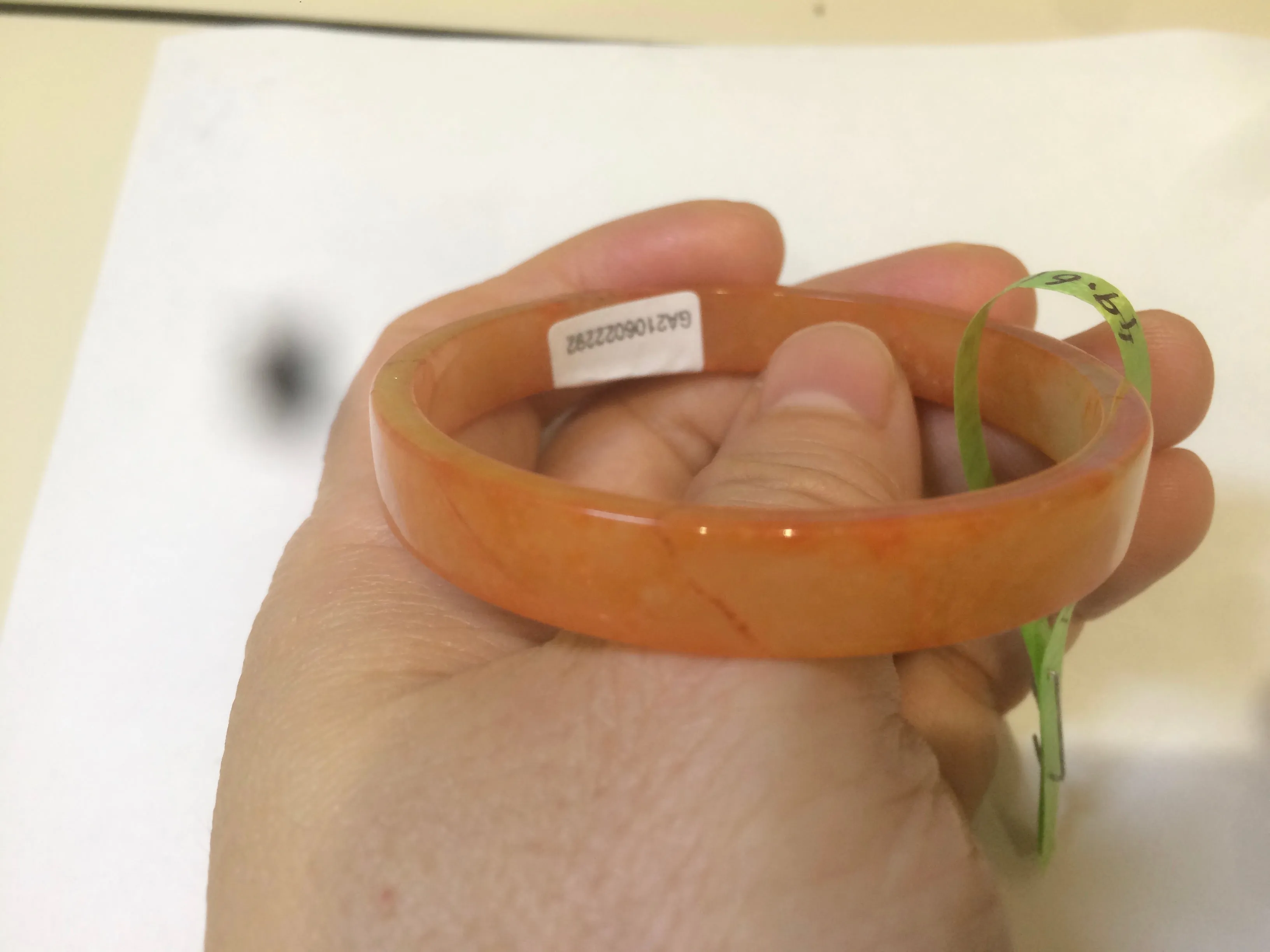 49.6mm Certified Type A orange/red Jadeite Jade bangle (With heat enhancement!) AB34-2292