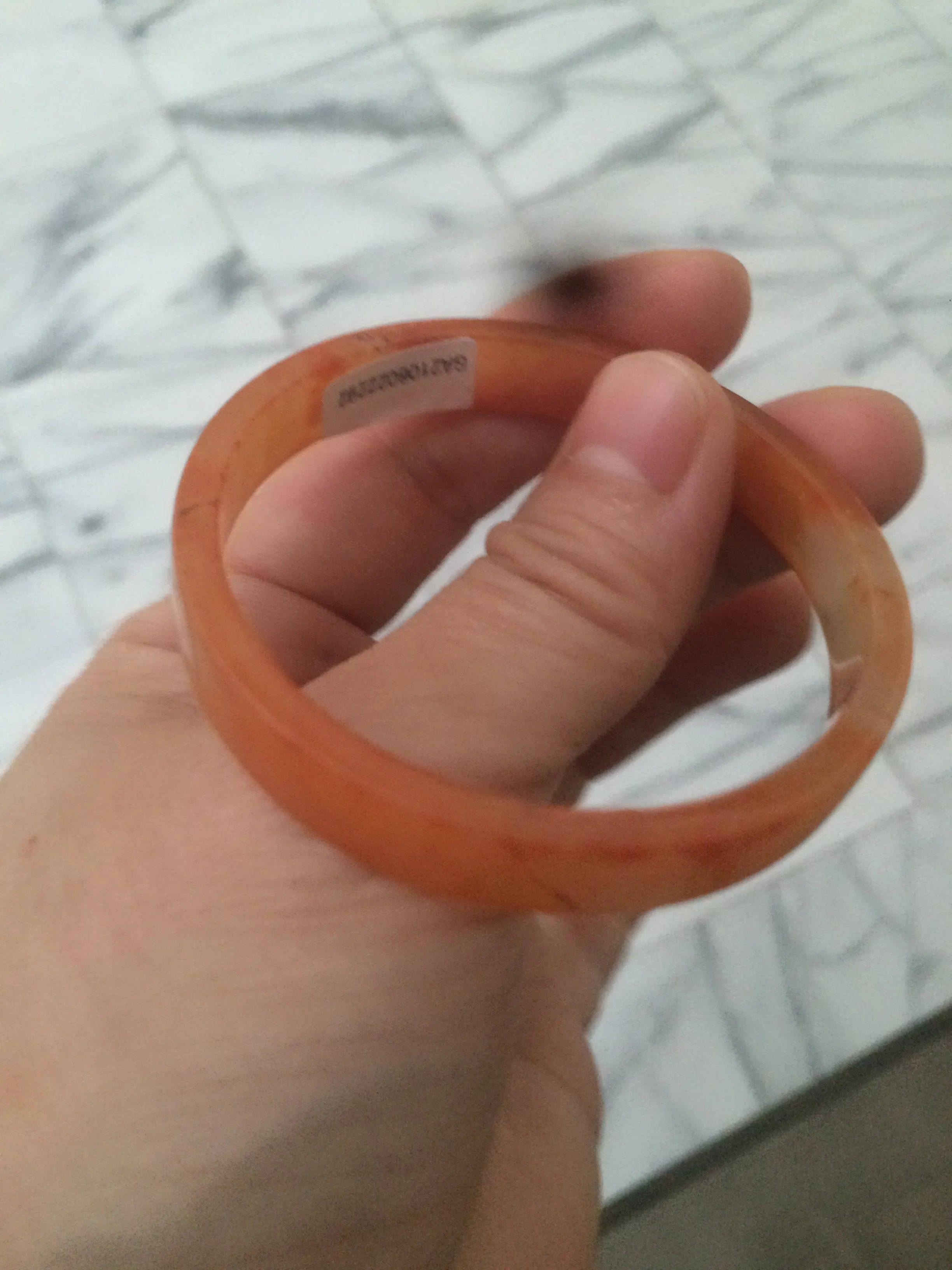 49.6mm Certified Type A orange/red Jadeite Jade bangle (With heat enhancement!) AB34-2292