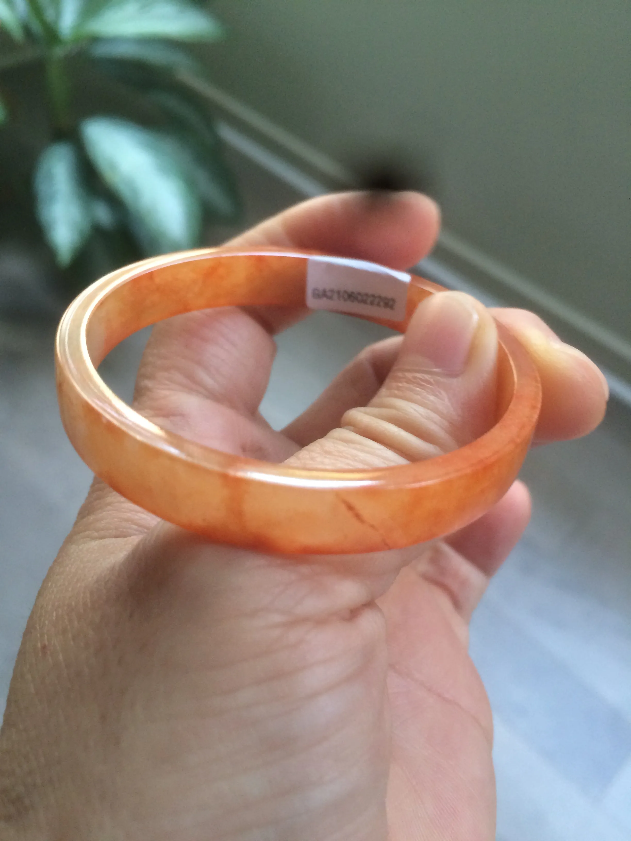 49.6mm Certified Type A orange/red Jadeite Jade bangle (With heat enhancement!) AB34-2292