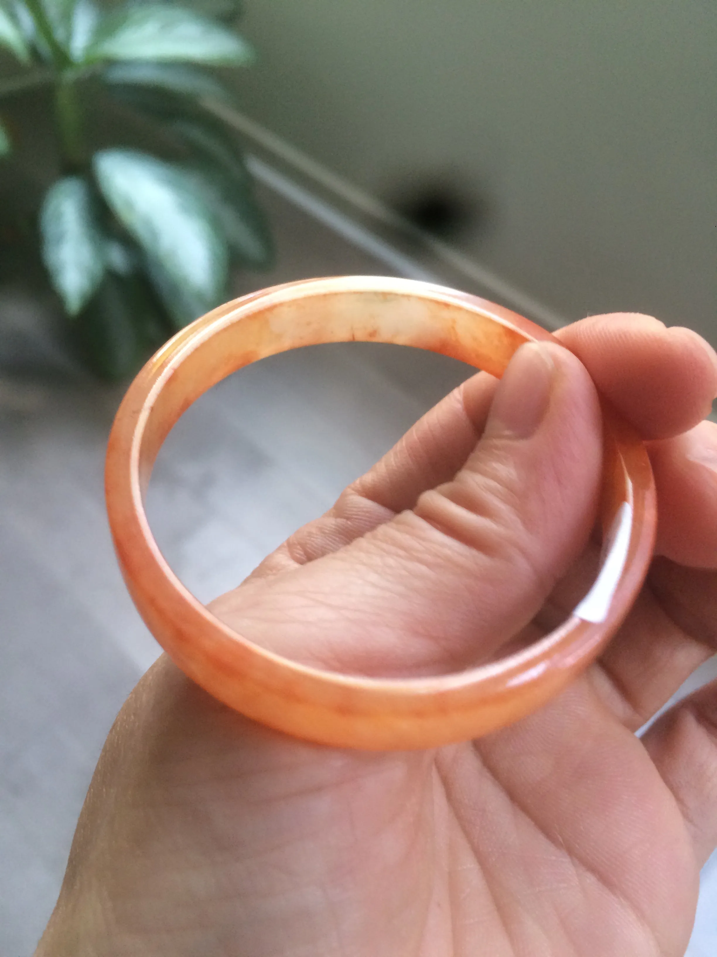 49.6mm Certified Type A orange/red Jadeite Jade bangle (With heat enhancement!) AB34-2292