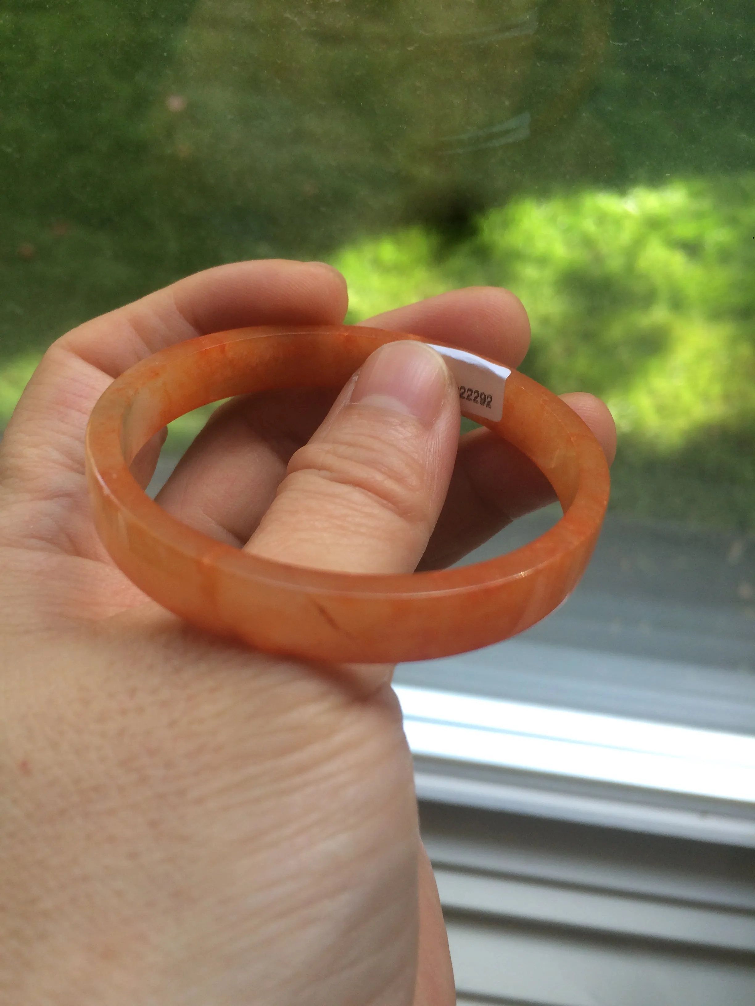 49.6mm Certified Type A orange/red Jadeite Jade bangle (With heat enhancement!) AB34-2292