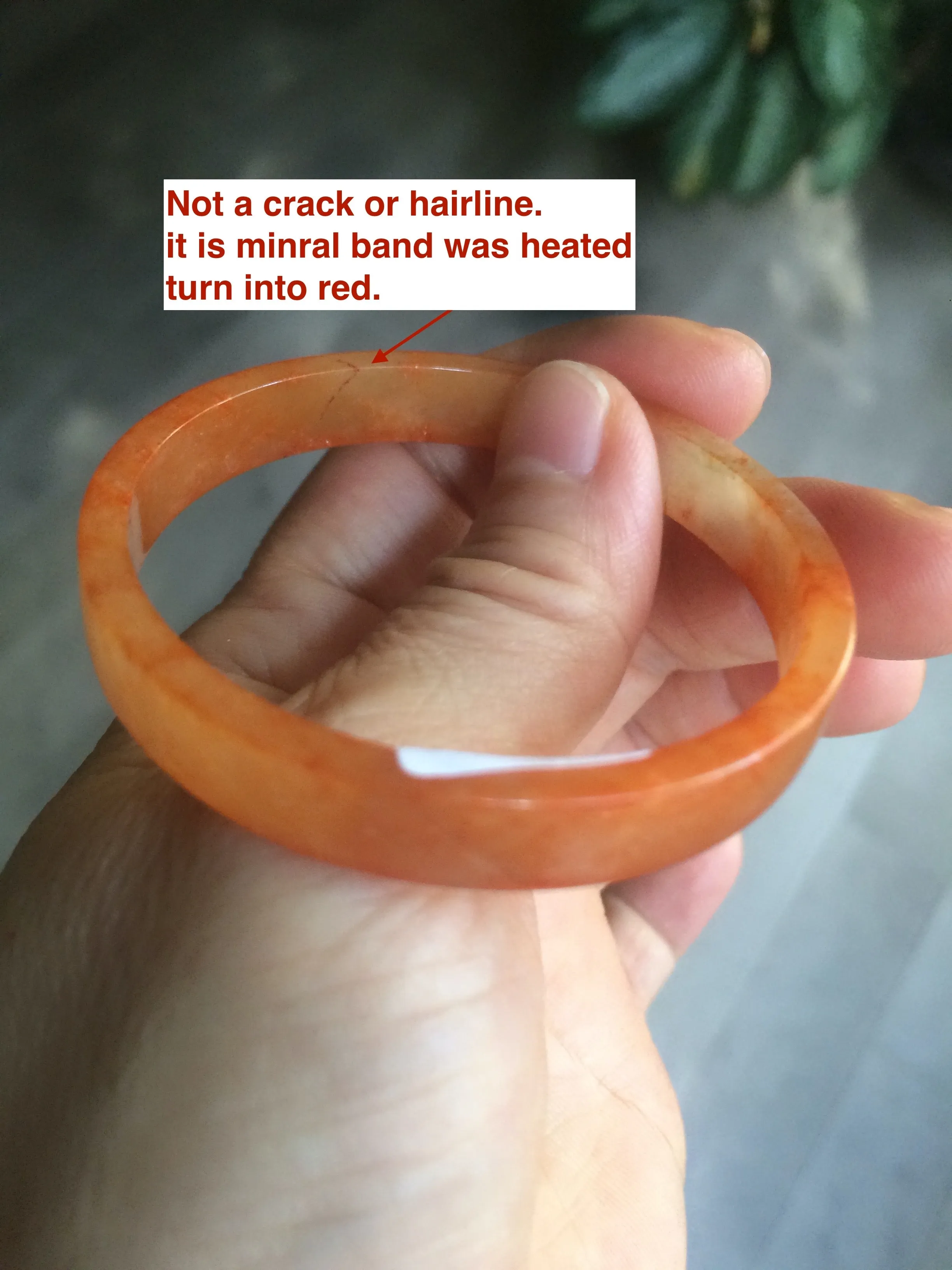 49.6mm Certified Type A orange/red Jadeite Jade bangle (With heat enhancement!) AB34-2292