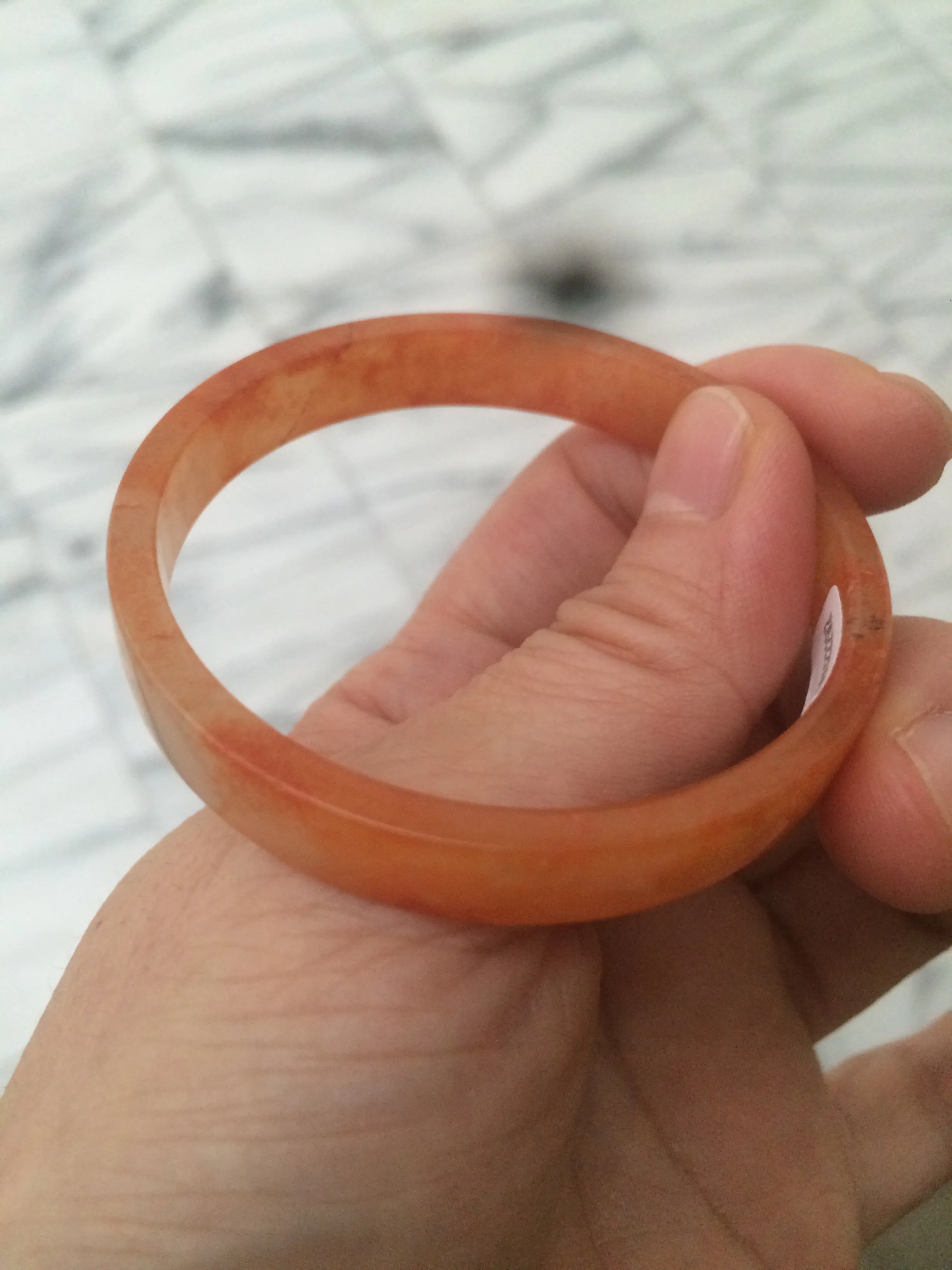 49.6mm Certified Type A orange/red Jadeite Jade bangle (With heat enhancement!) AB34-2292