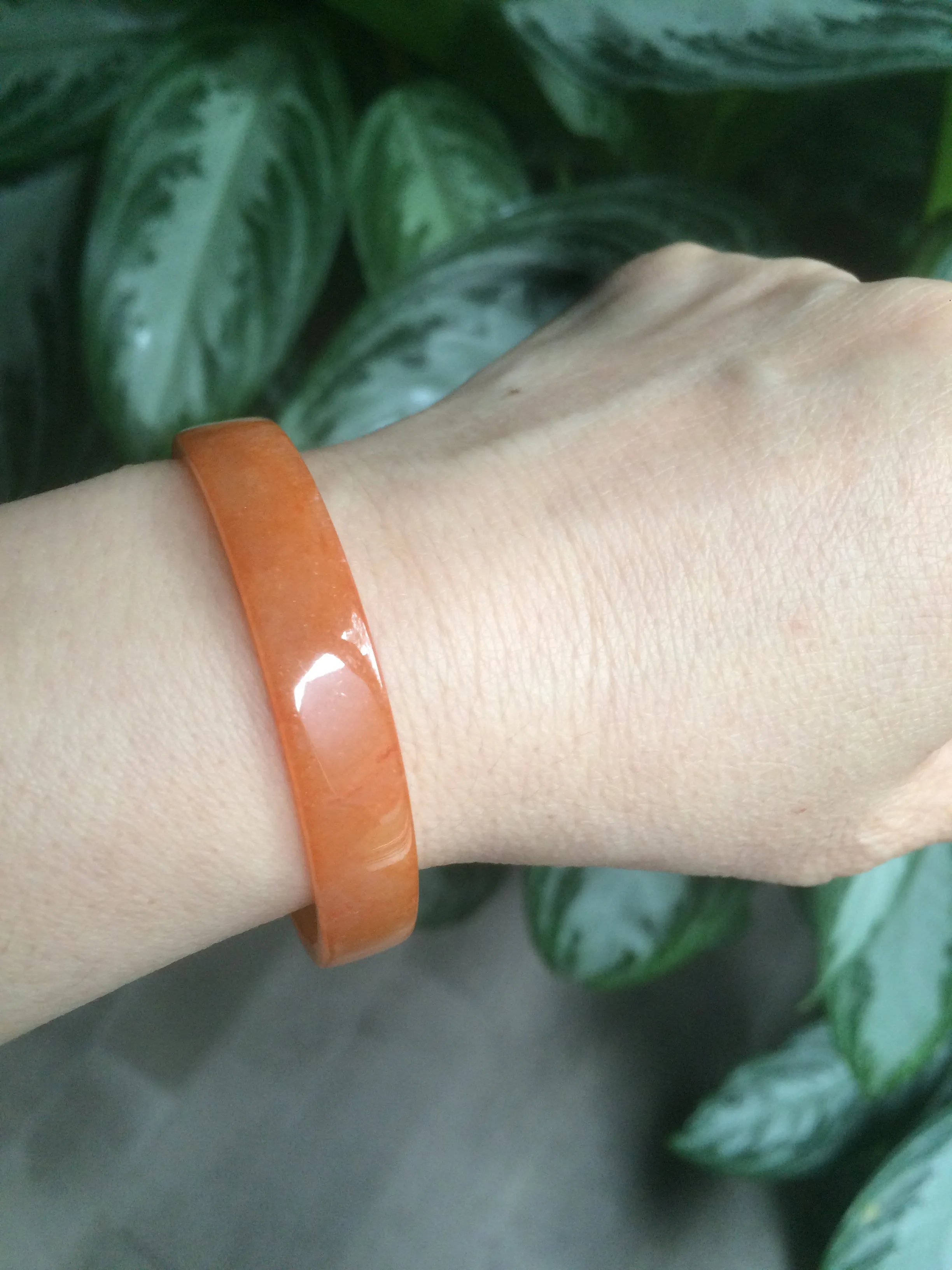 49.6mm Certified Type A orange/red Jadeite Jade bangle (With heat enhancement!) AB34-2292