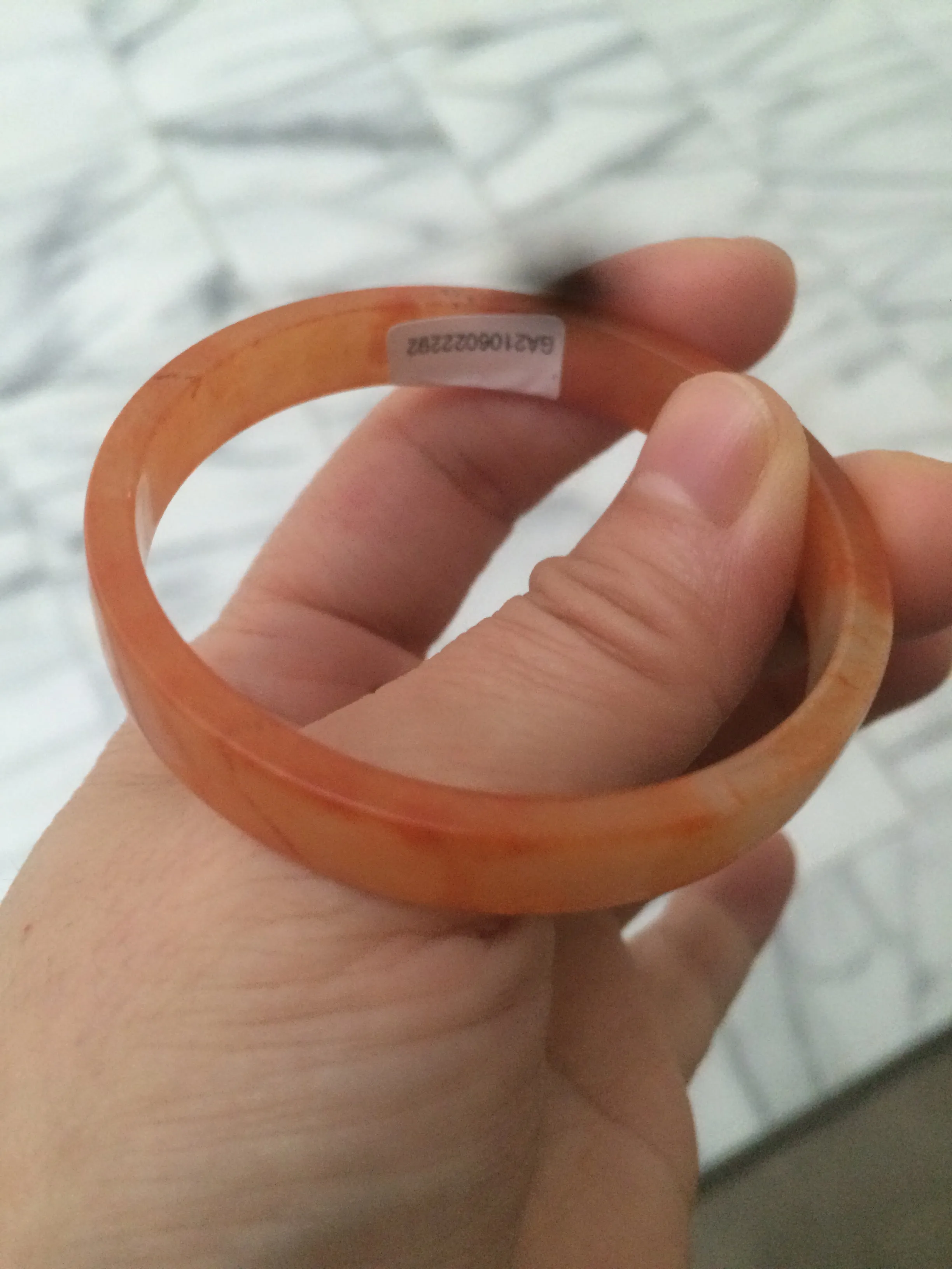 49.6mm Certified Type A orange/red Jadeite Jade bangle (With heat enhancement!) AB34-2292