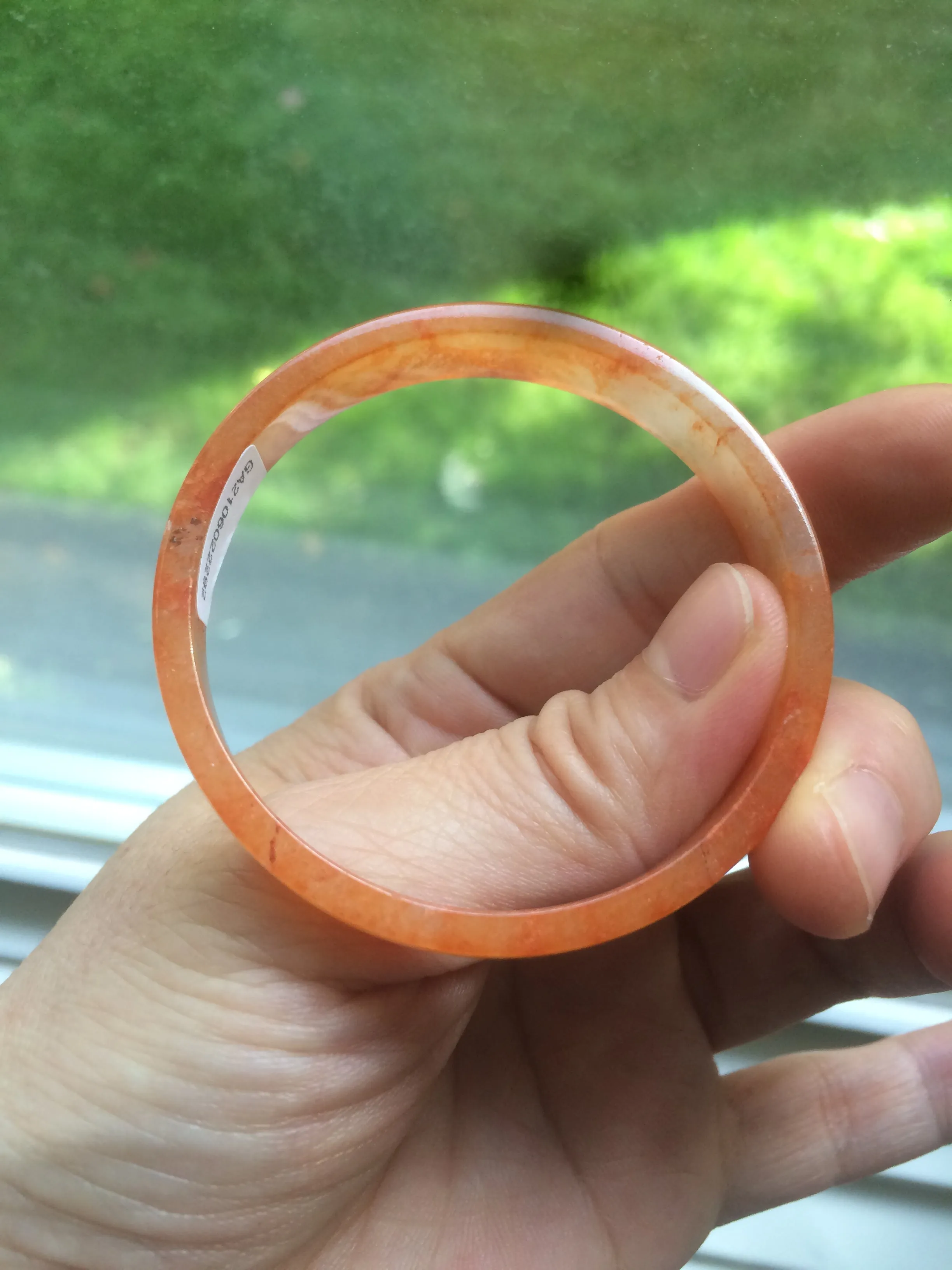 49.6mm Certified Type A orange/red Jadeite Jade bangle (With heat enhancement!) AB34-2292