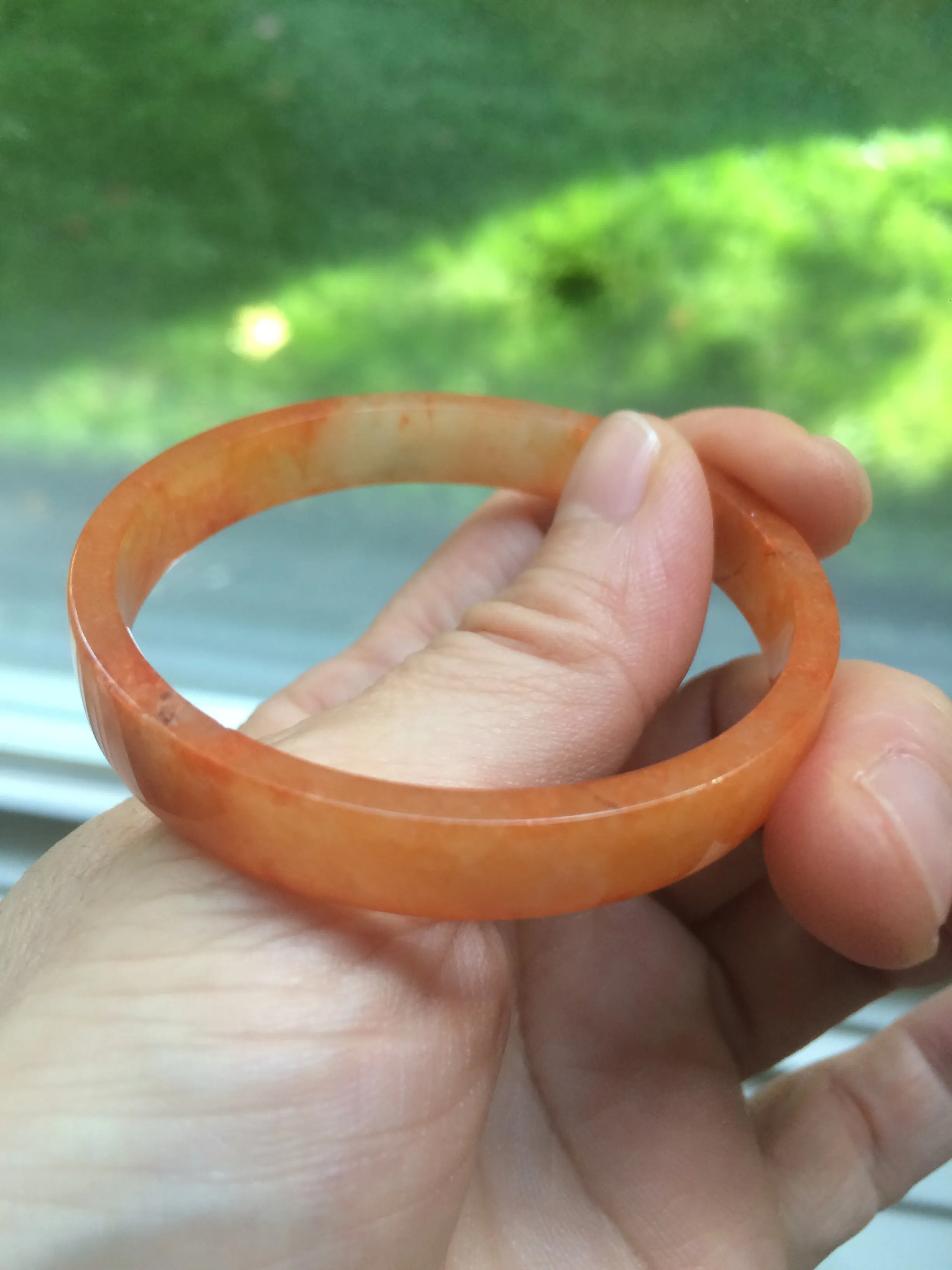 49.6mm Certified Type A orange/red Jadeite Jade bangle (With heat enhancement!) AB34-2292