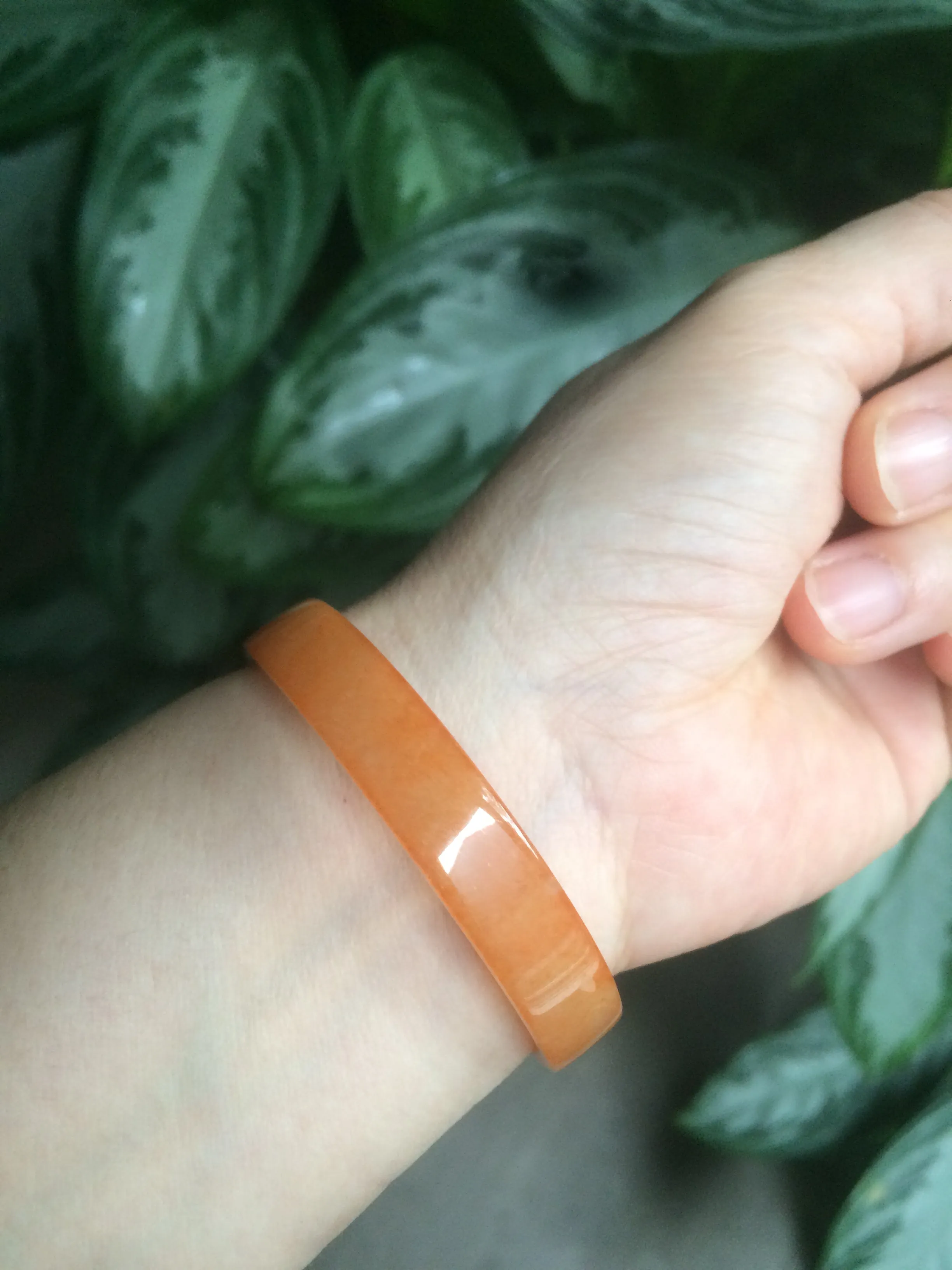 49.6mm Certified Type A orange/red Jadeite Jade bangle (With heat enhancement!) AB34-2292