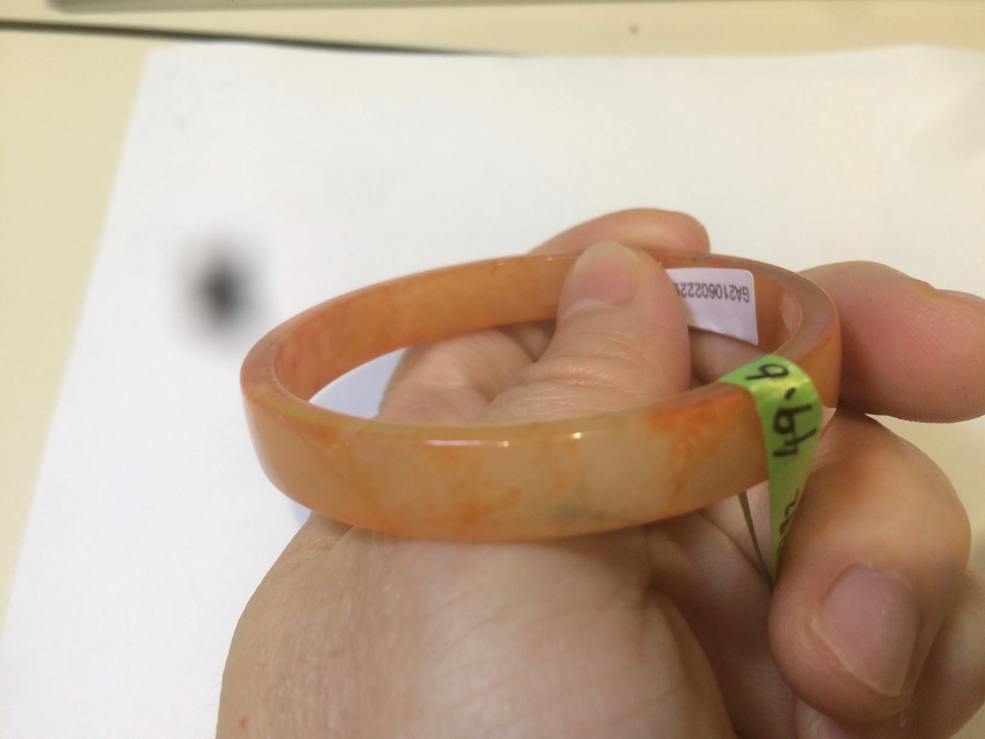 49.6mm Certified Type A orange/red Jadeite Jade bangle (With heat enhancement!) AB34-2292