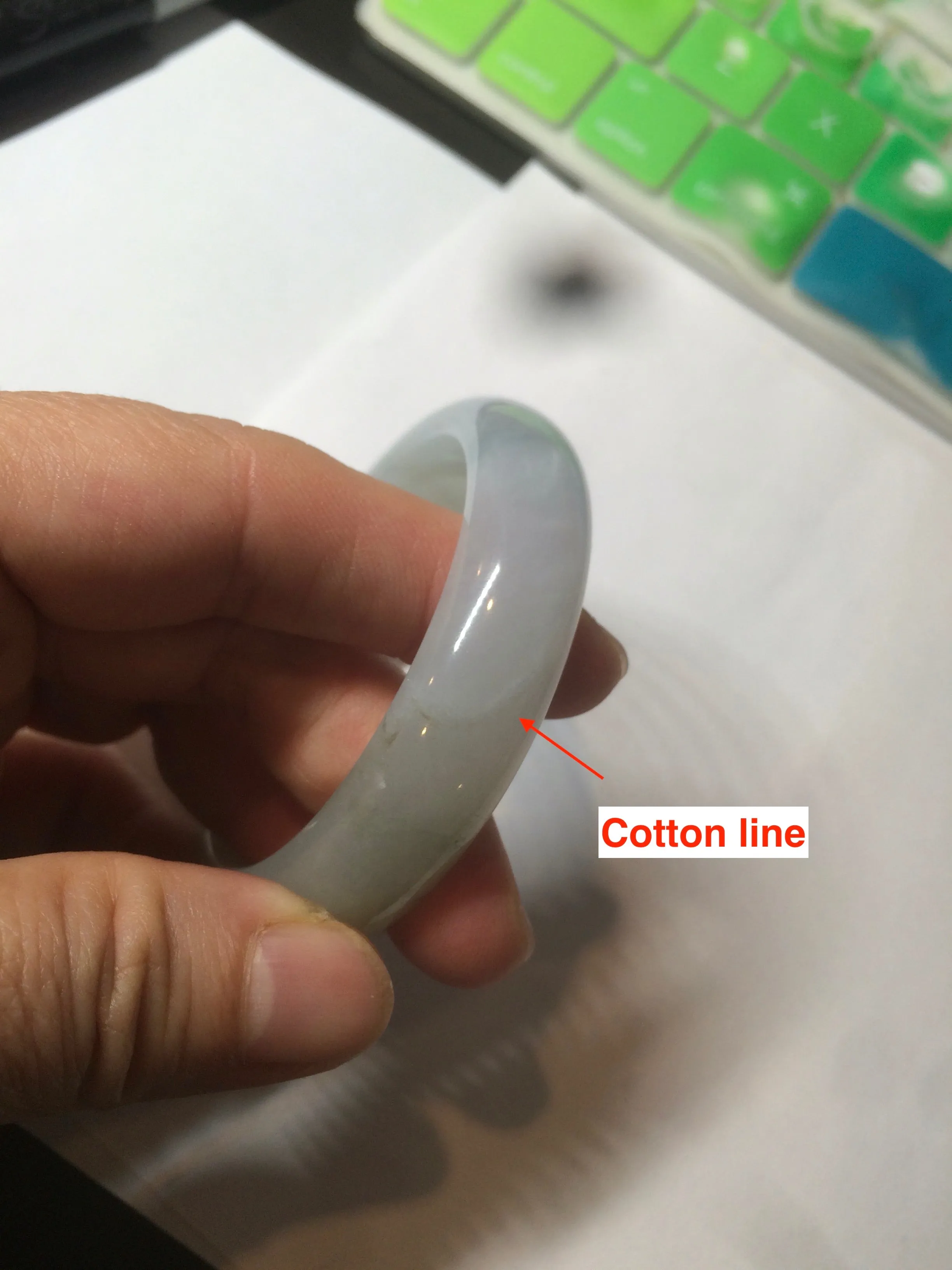 49mm Certified Type A 100% Natural light green white oval Jadeite Jade bangle AX56-0365