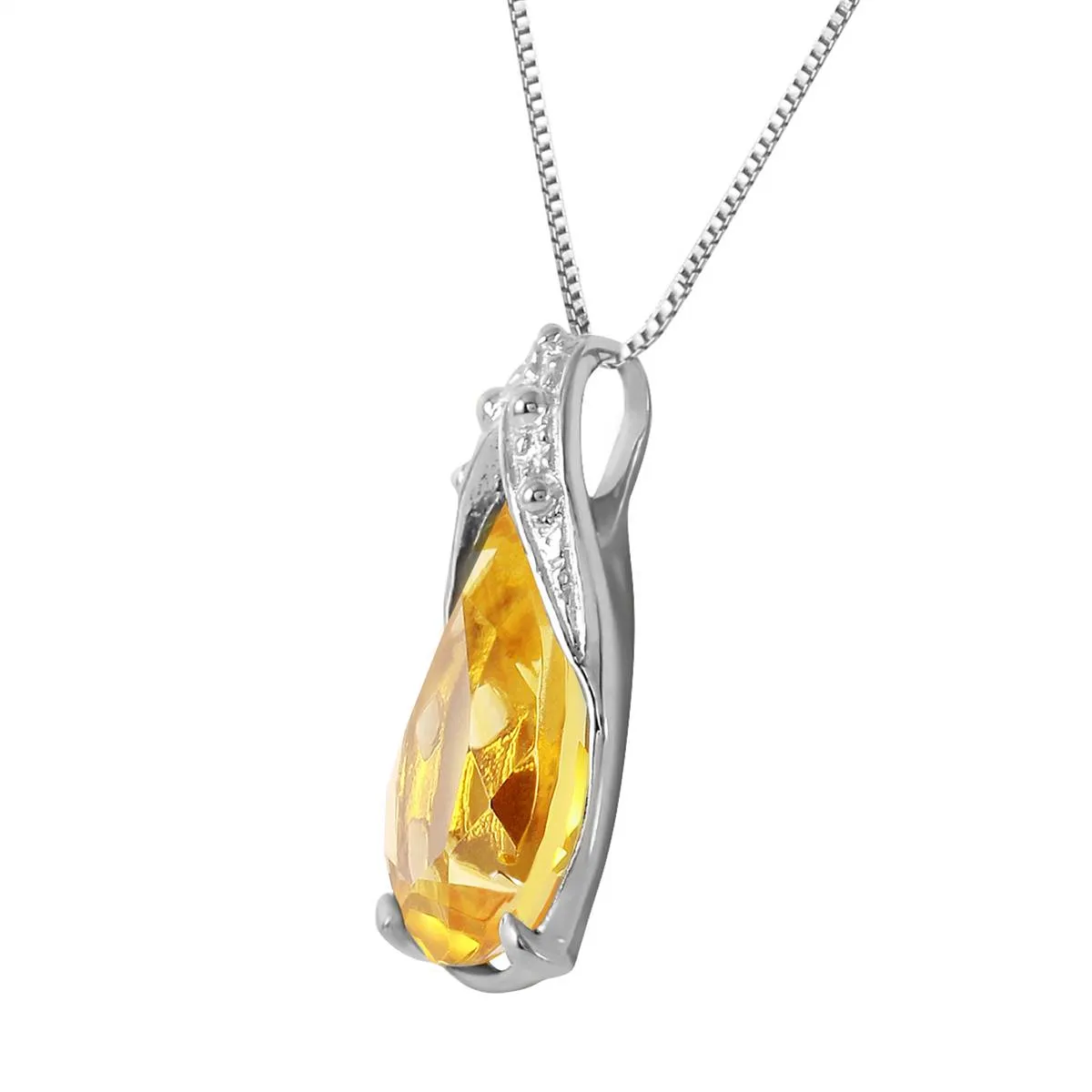 5 Carat 14K Solid White Gold Necklace Natural Citrine