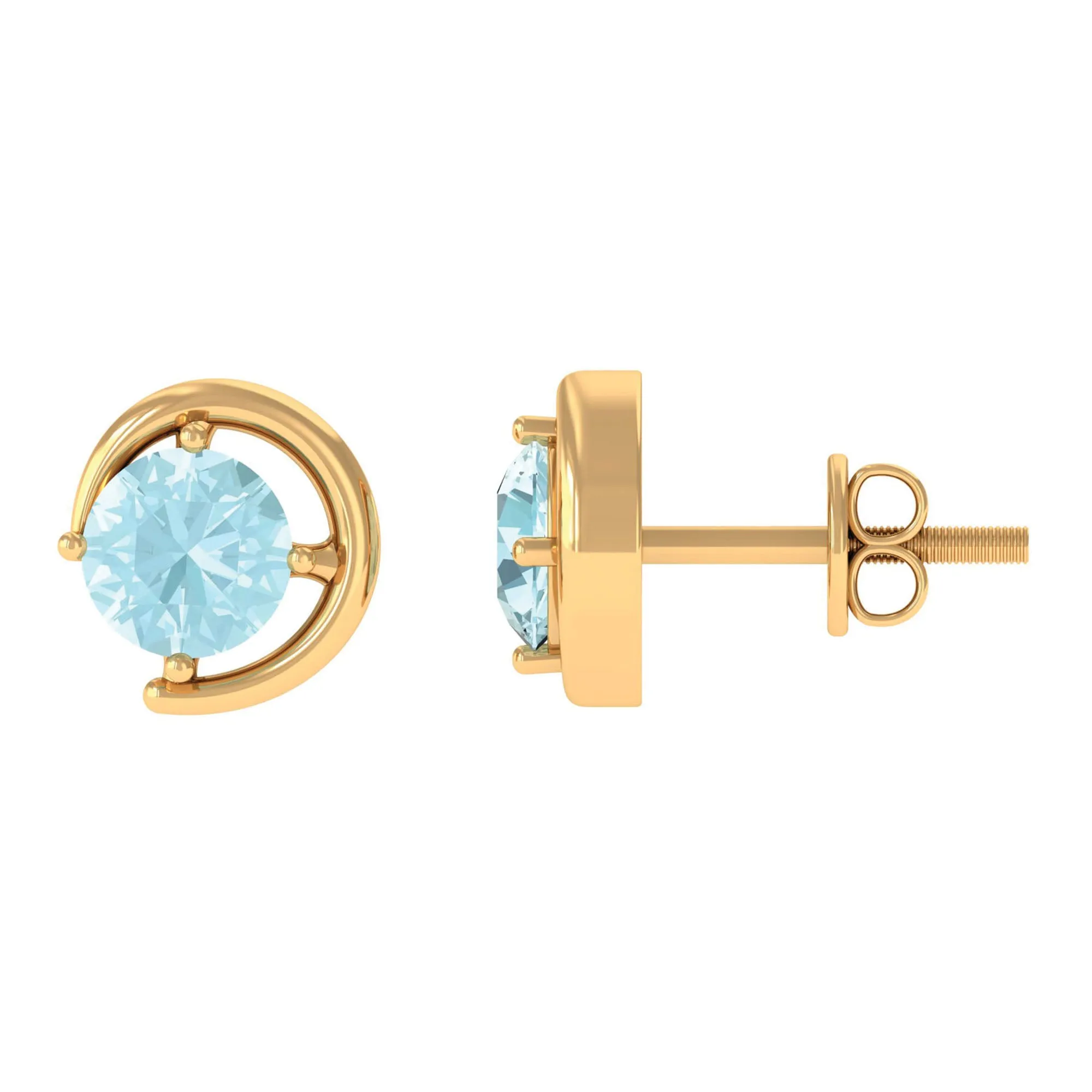 5 MM Round Sky Blue Topaz Simple Solitaire Stud Earrings in Prong Setting