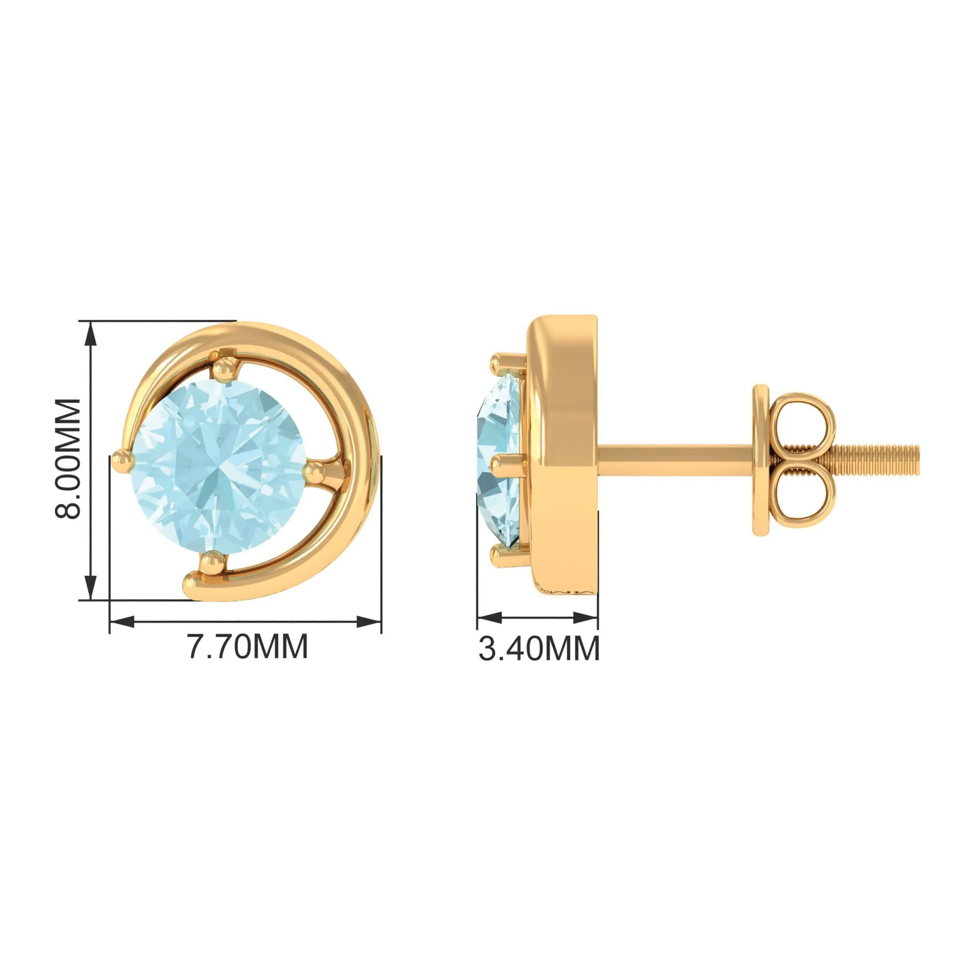 5 MM Round Sky Blue Topaz Simple Solitaire Stud Earrings in Prong Setting