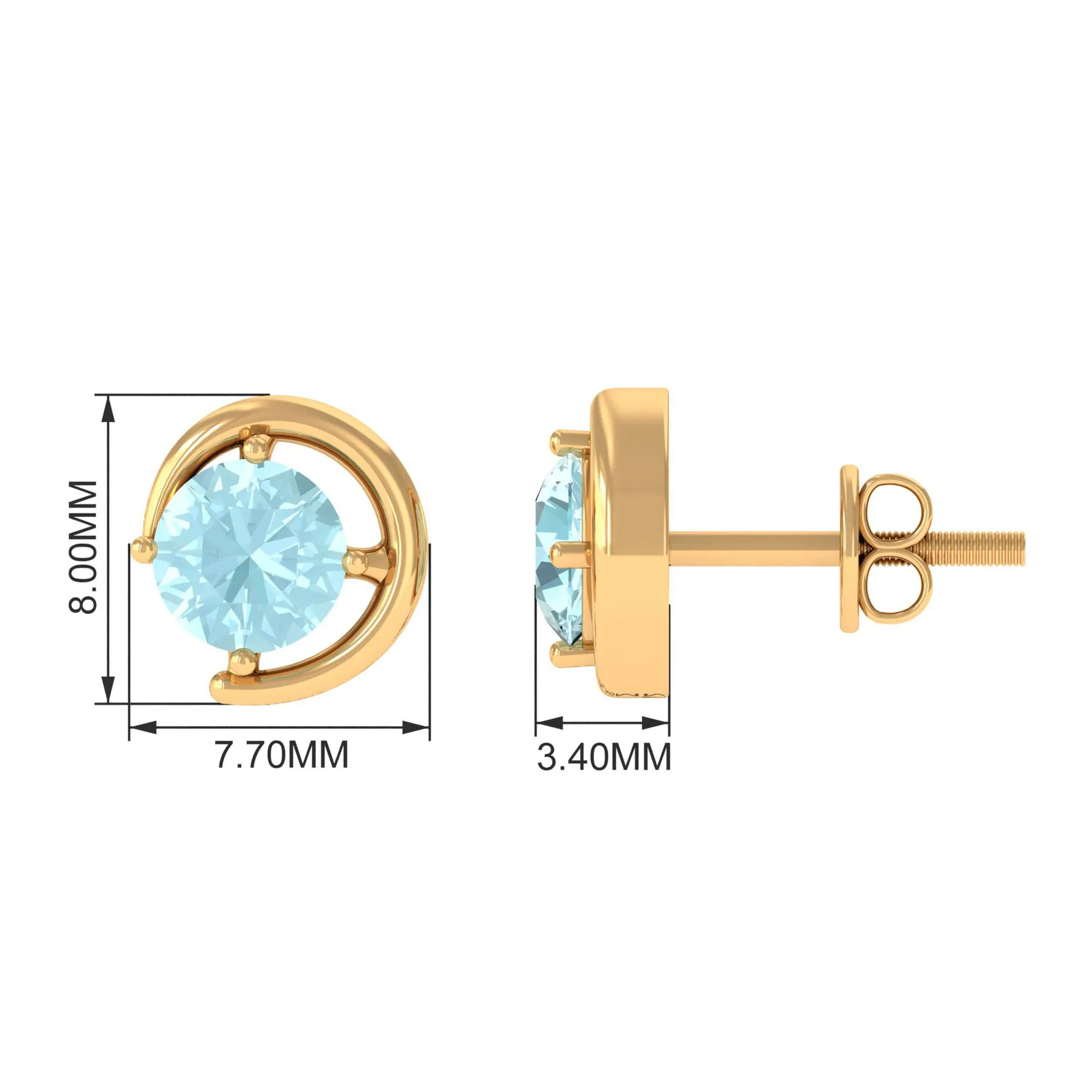 5 MM Round Sky Blue Topaz Simple Solitaire Stud Earrings in Prong Setting