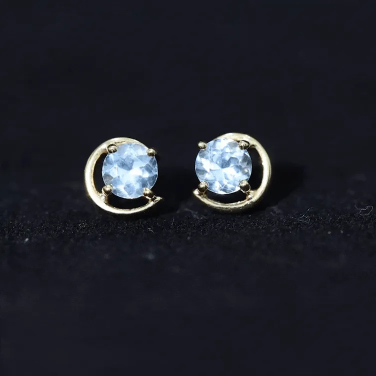5 MM Round Sky Blue Topaz Simple Solitaire Stud Earrings in Prong Setting