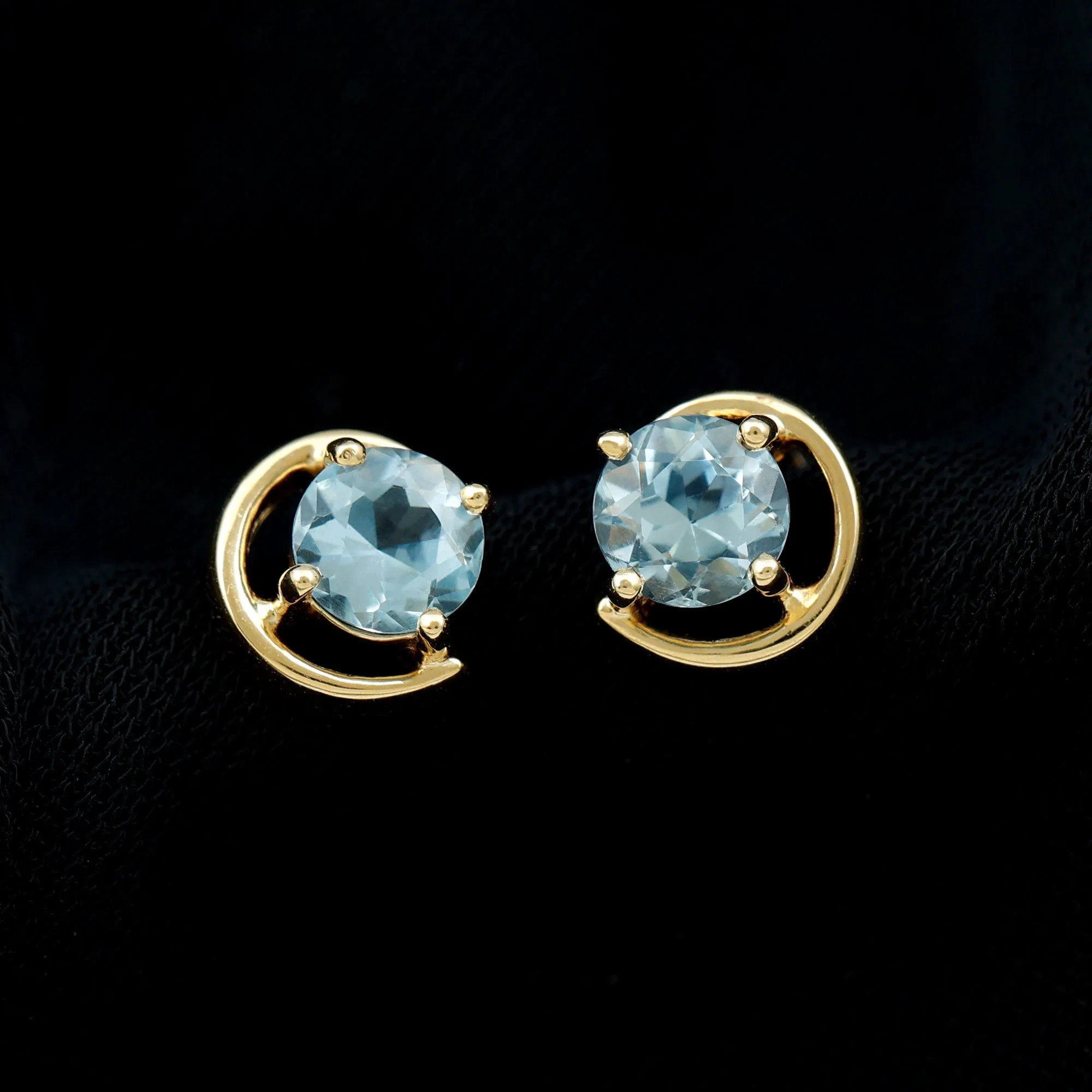 5 MM Round Sky Blue Topaz Simple Solitaire Stud Earrings in Prong Setting