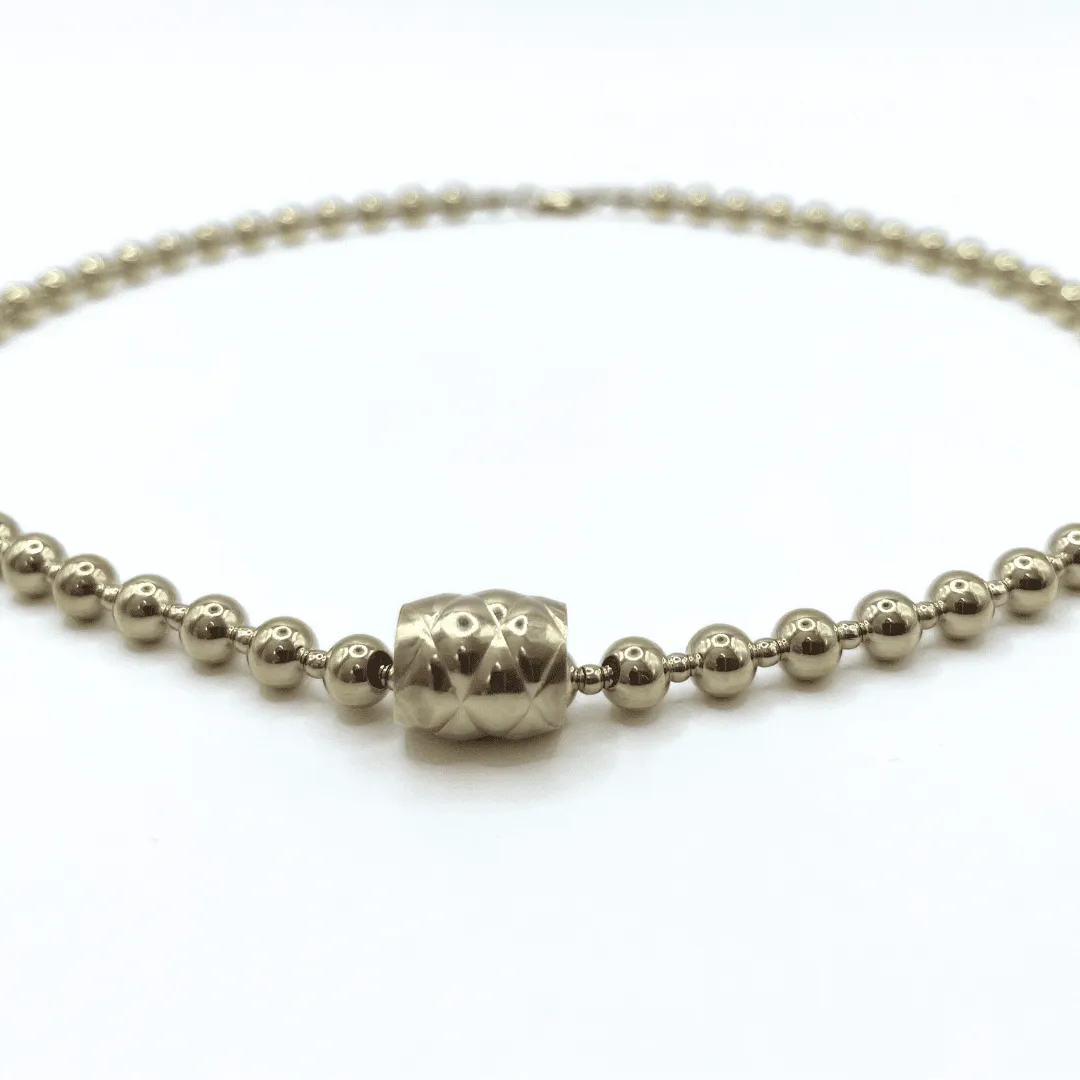 5mm 2mm 14k Gold-Filled Waterproof Dimension Barrel Necklace