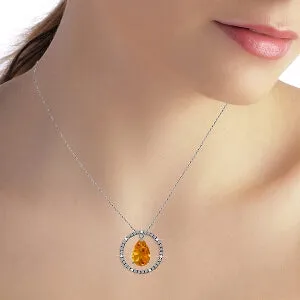 6.6 Carat 14K Solid White Gold Diamond Citrine Circle Of Love Necklace