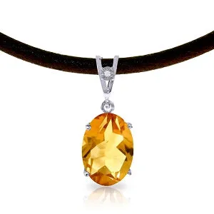 7.56 Carat 14K Solid White Gold Darkness Delayed Citrine Diamond Necklace