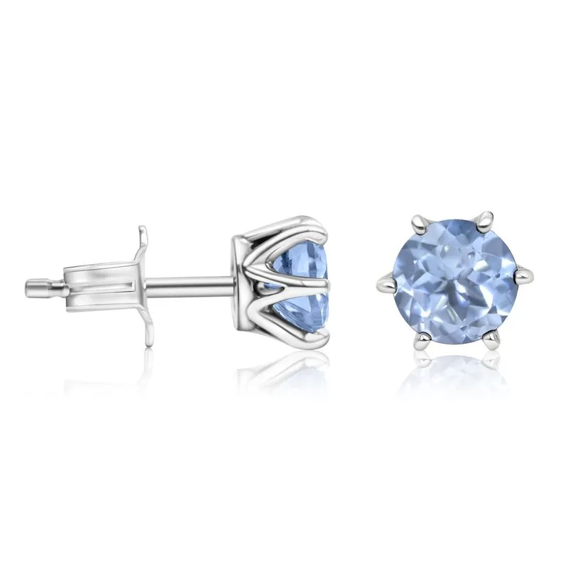 925 Silver Blue Topaz Studs - Handmade Nov. Birthstone Gift
