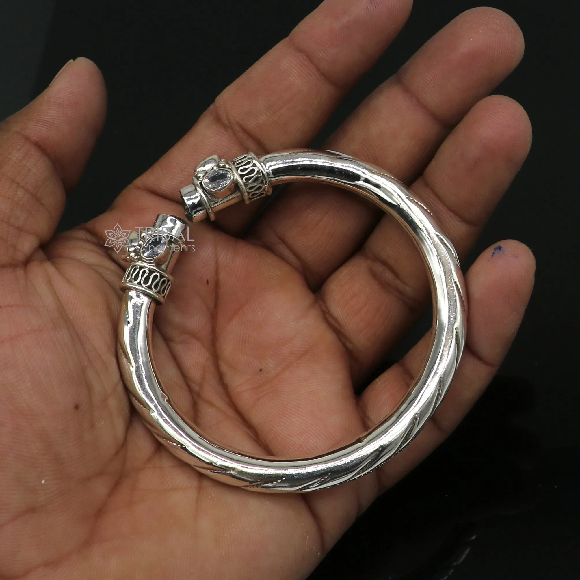 925 sterling silver customized flexible bangle bracelet, unique stylish best gifting bangle, blue turquoise stone jewellery nsk842