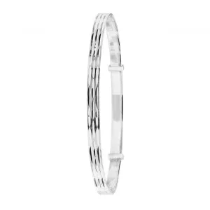 Acotis Silver Bangle Round Dia Cut Expandable G4383