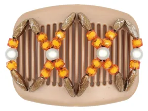 African Butterfly Hair Comb - Dalena Brown Pearl 27
