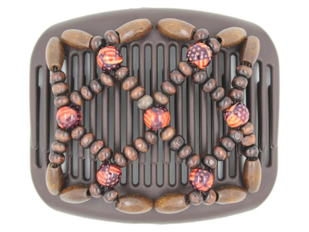 African Butterfly Hair Comb - Ndebele Brown 123