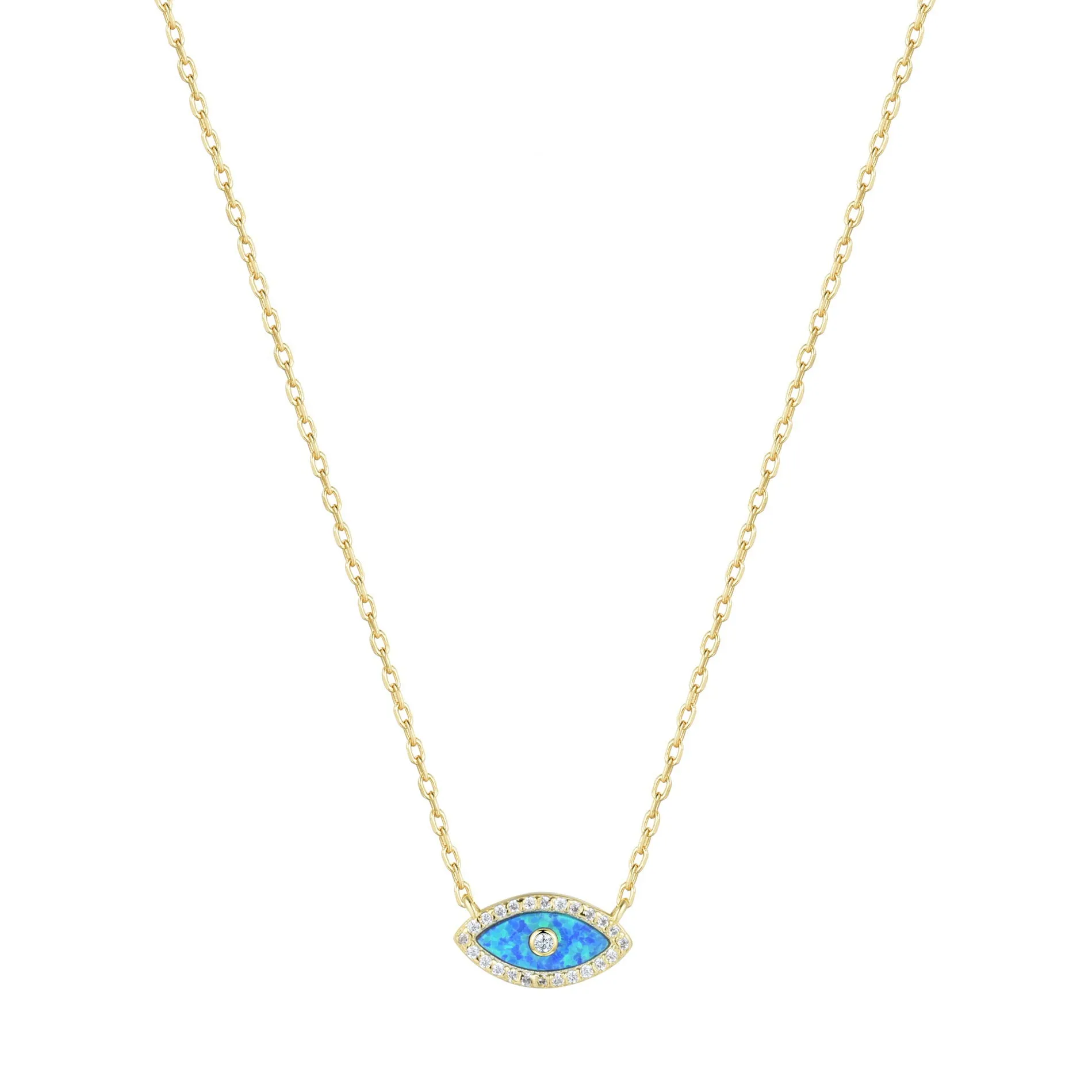 ALANI EVIL EYE BLUE OPAL GOLD NECKLACE