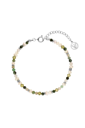 Amalfi Green Bead Bracelet Silver