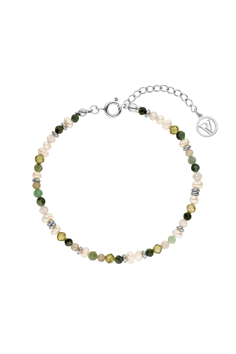 Amalfi Green Bead Bracelet Silver
