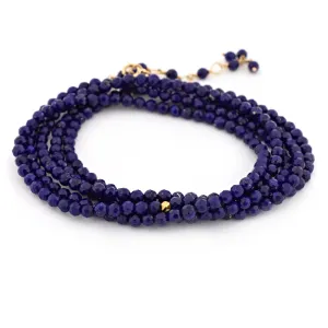 Anne Sportun Blue Lapis Beaded Wrap Bracelet & Necklace 34" B098G-LAPIS