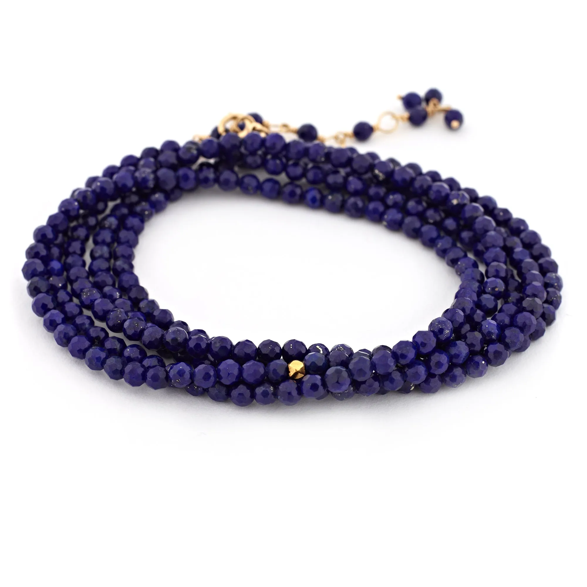 Anne Sportun Blue Lapis Beaded Wrap Bracelet & Necklace 34" B098G-LAPIS