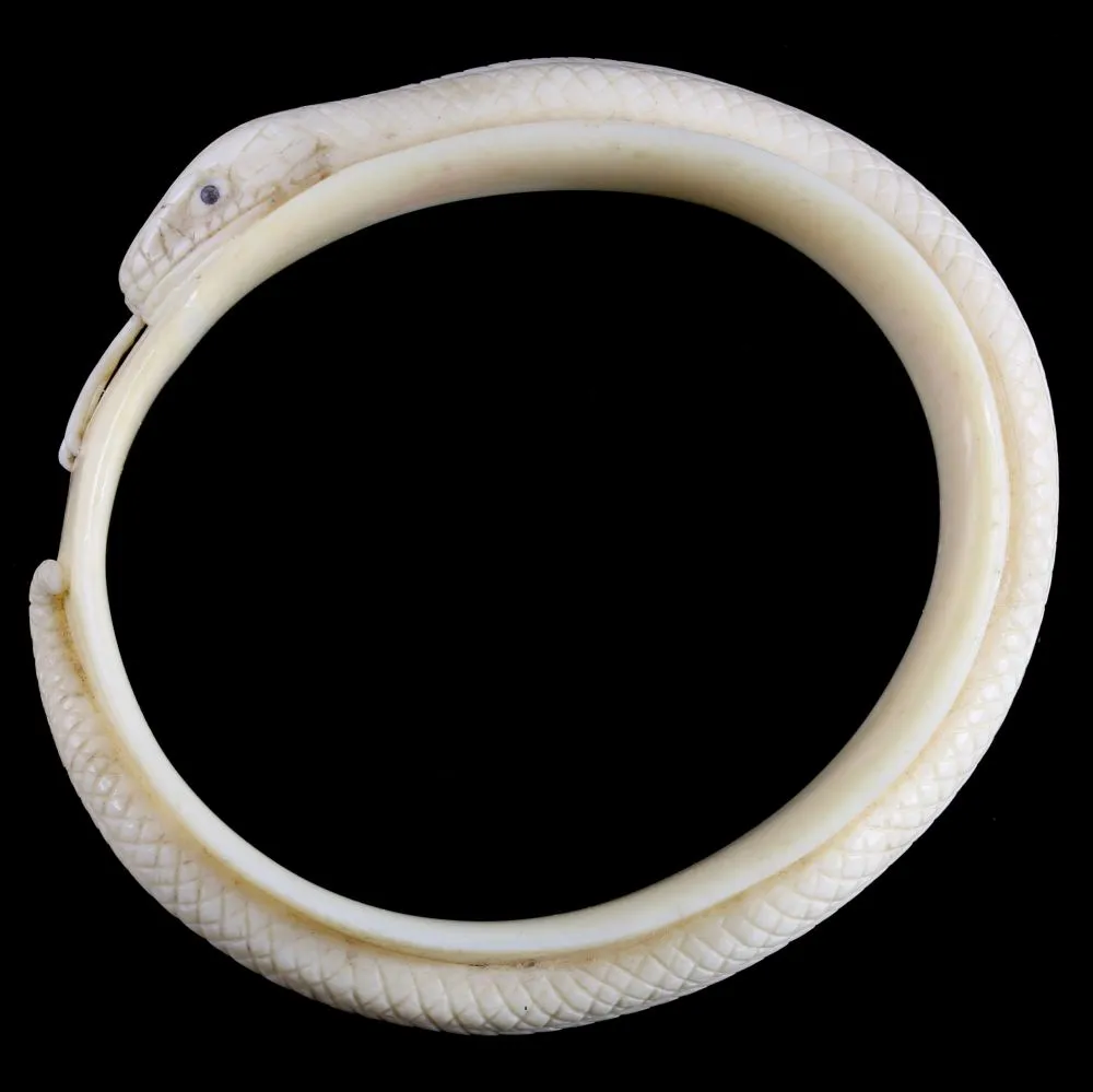 Antique Victorian Ivory Snake Bangle Circa 1880