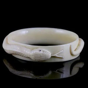 Antique Victorian Ivory Snake Bangle Circa 1880