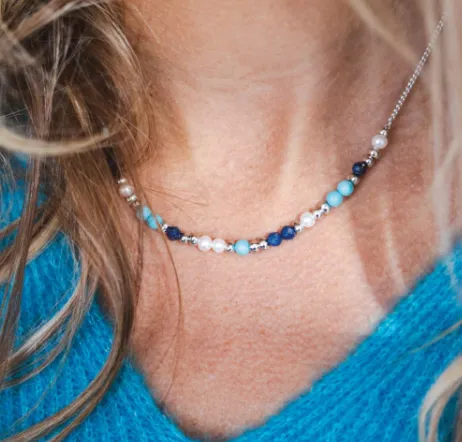 Azure Gemstone Beaded Necklace