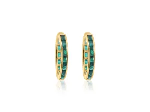 Baguette Emerald Hoop Earrings