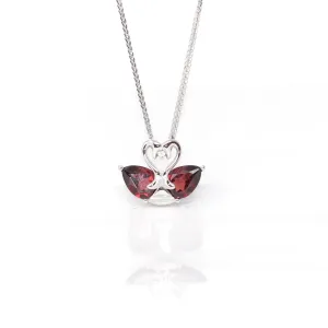 Baikalla™ Classic Sterling Silver Natural Amethyst Garnet Swan Pendant Necklace