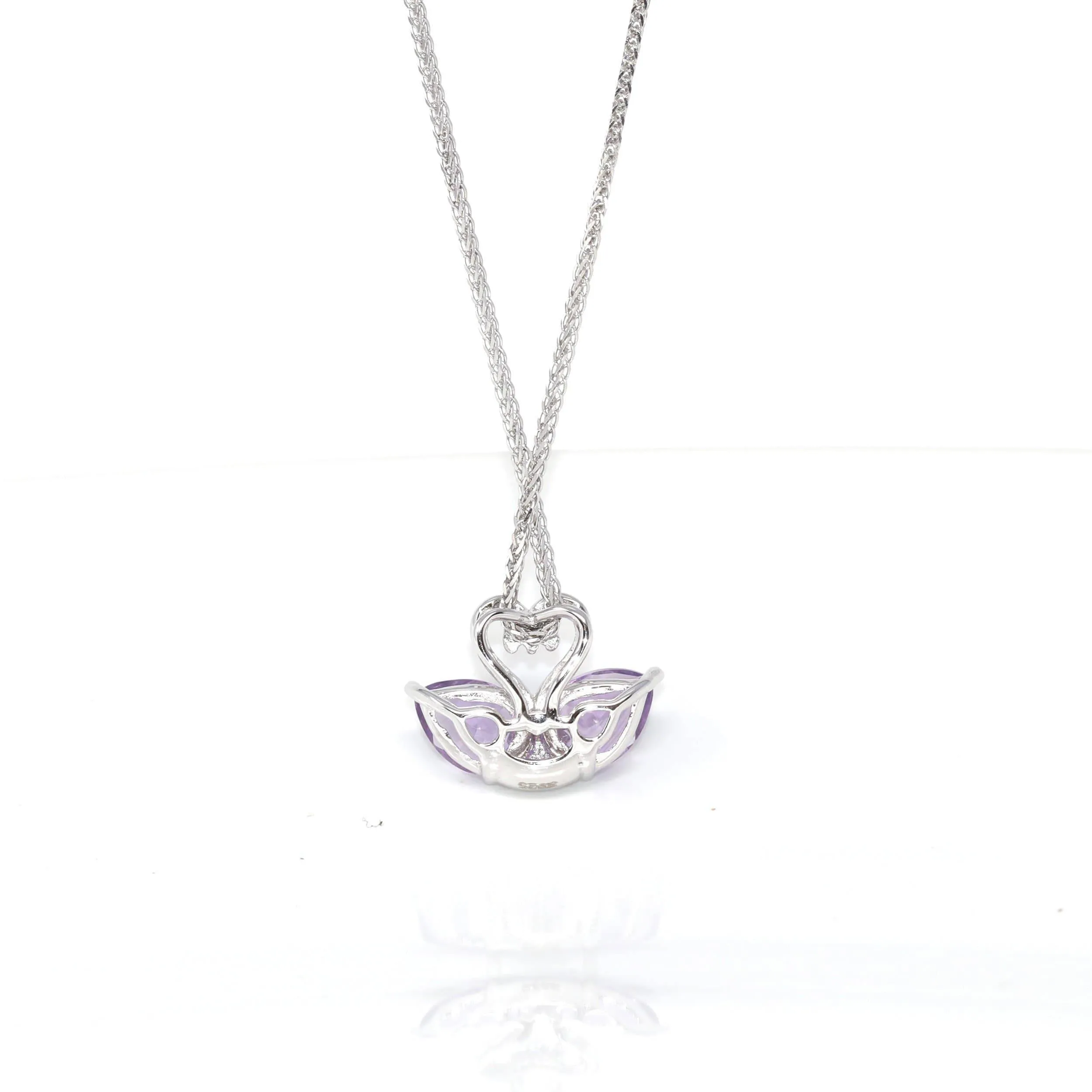 Baikalla™ Classic Sterling Silver Natural Amethyst Garnet Swan Pendant Necklace