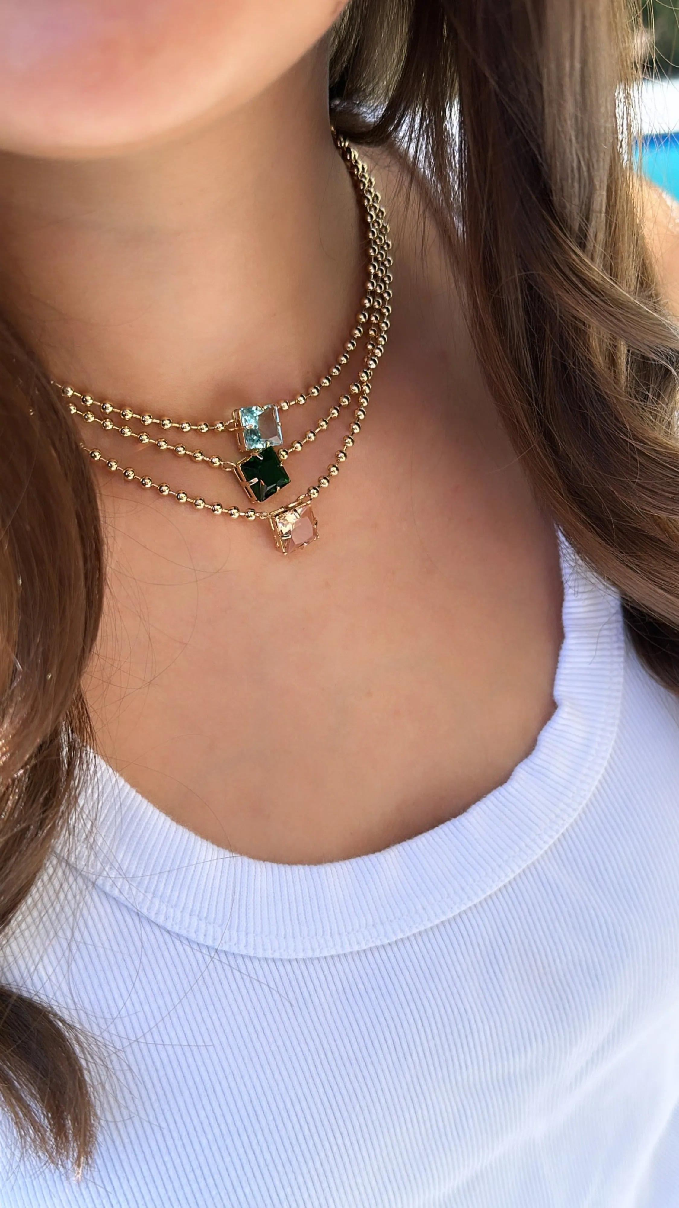 Beaded Ball Gem Necklace