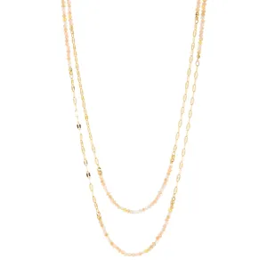Beaded Chain Wrap Necklace in Gold