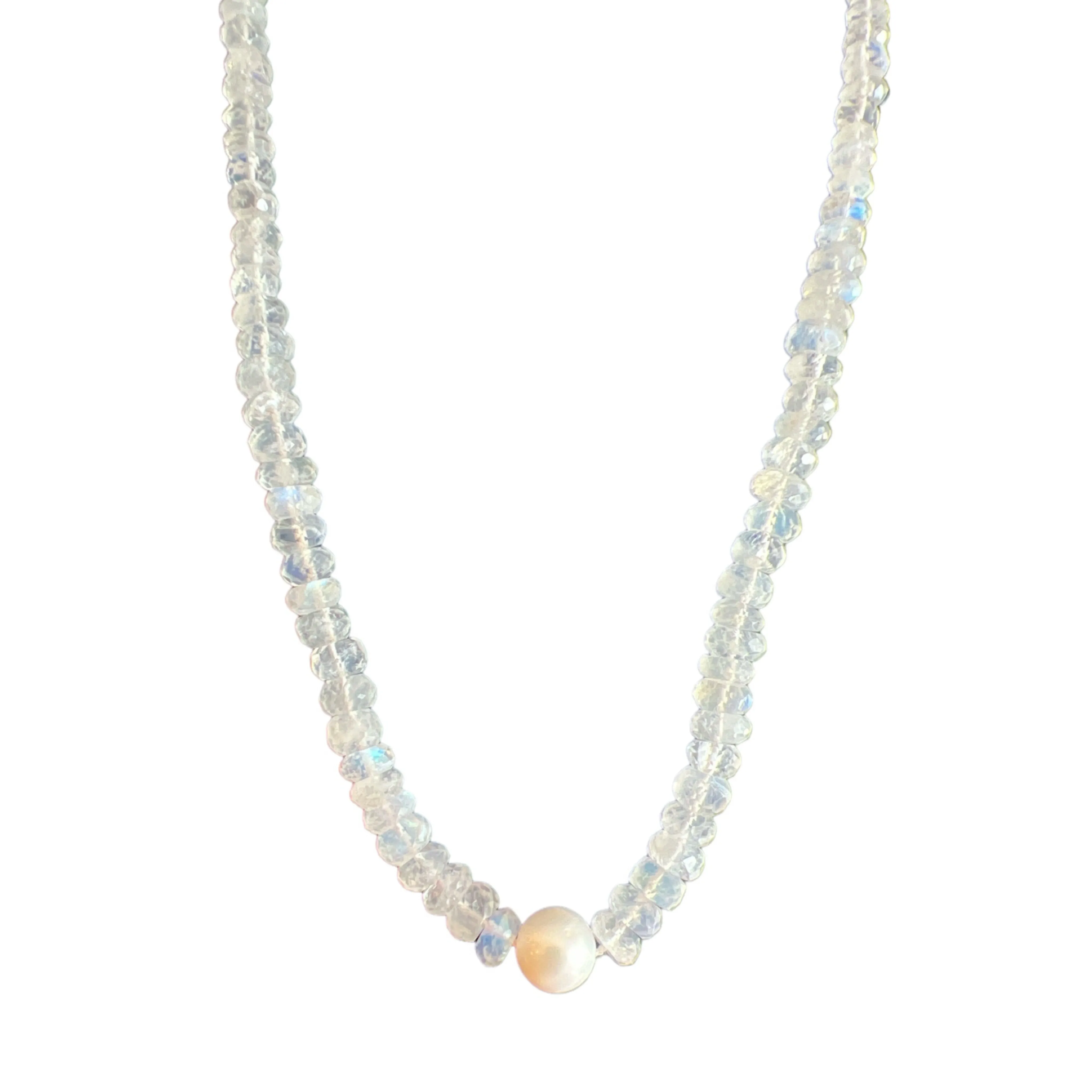 Beaded Moonstone Pearl Necklace