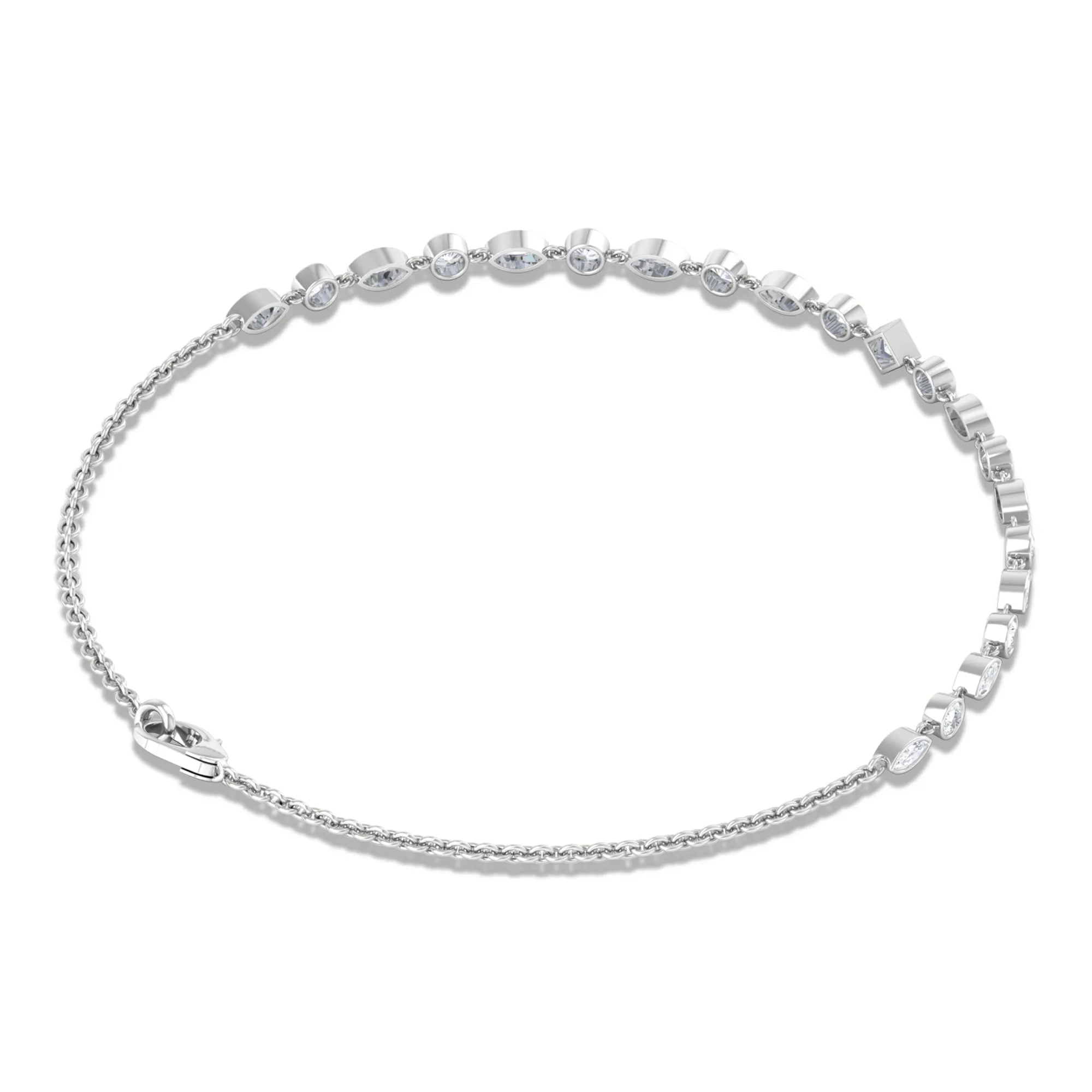 Bezel Set Cubic Zirconia Geometric Shape Chain Bracelet