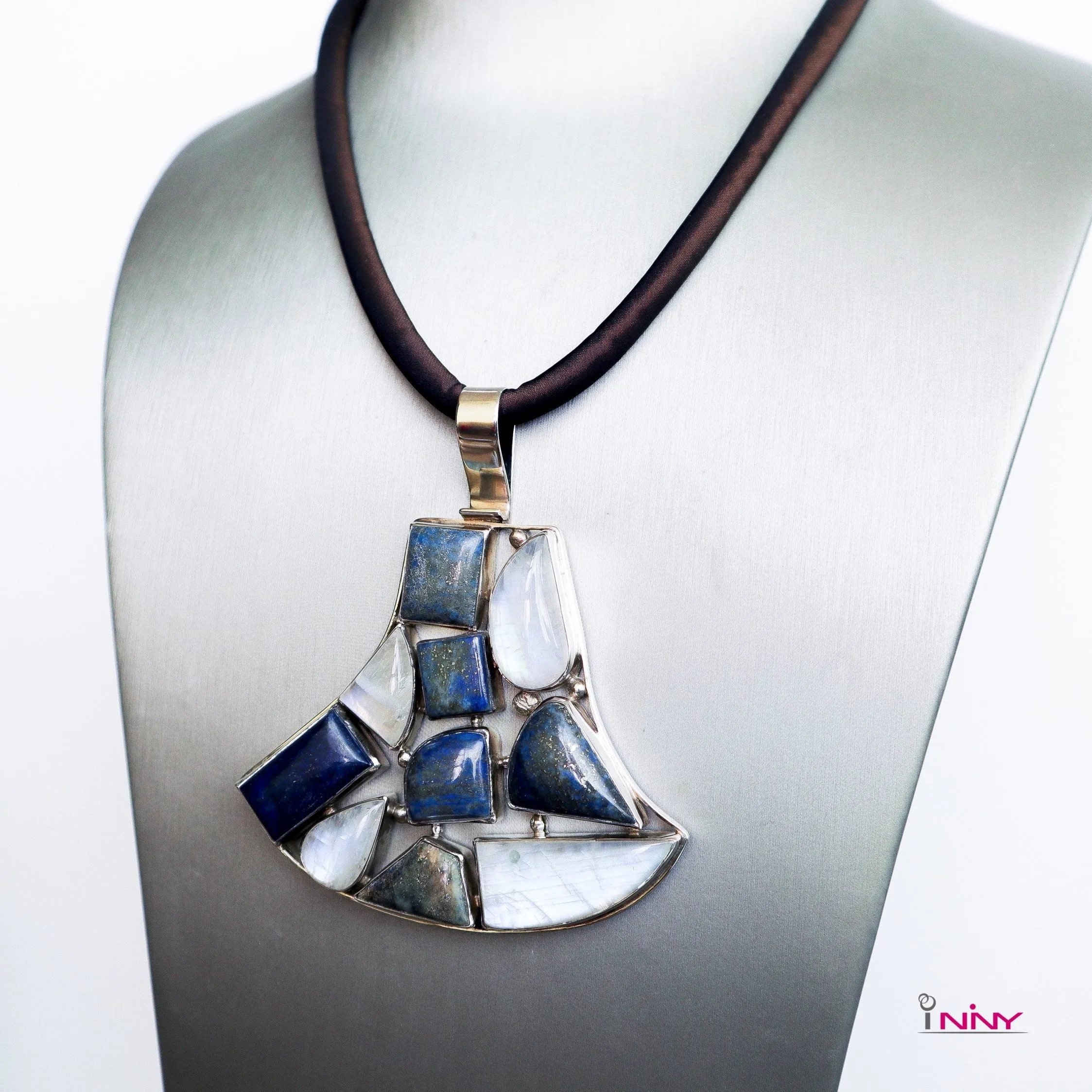 Big Fan of Lapis Lazuli and Moonstone Pendant