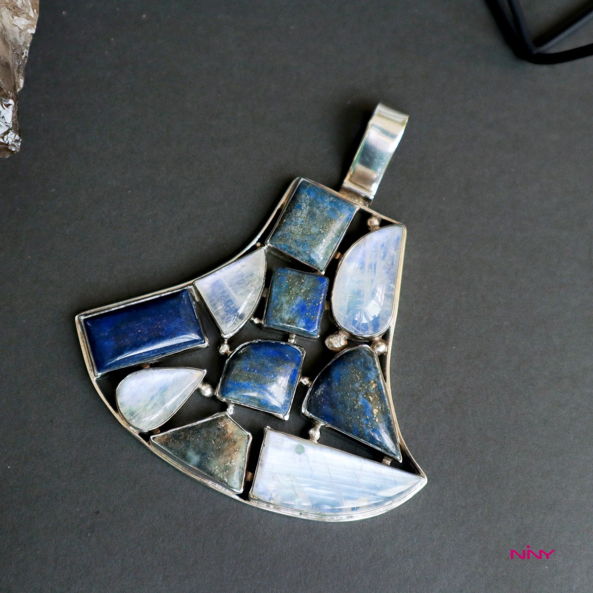 Big Fan of Lapis Lazuli and Moonstone Pendant