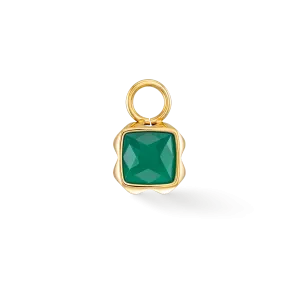 Birthstone May Charm Green Agate Gold